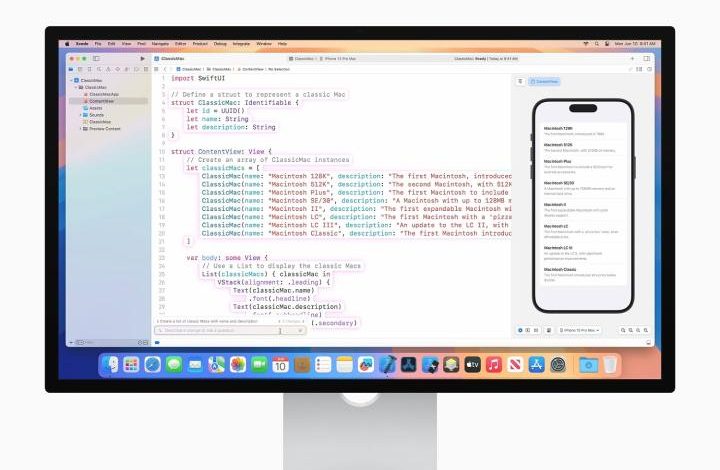 Apple's Swift Assist artificial intelligence tool (part of Apple Intelligence) being used in Xcode on a Mac.