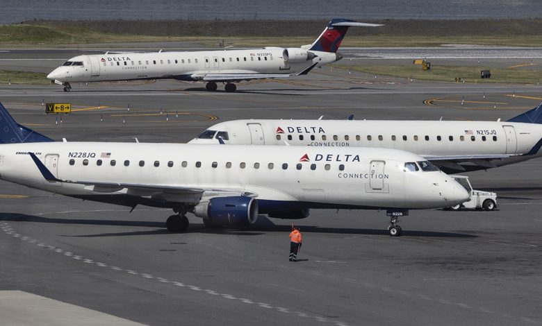 Three Delta air lines plane seen on the tarmac