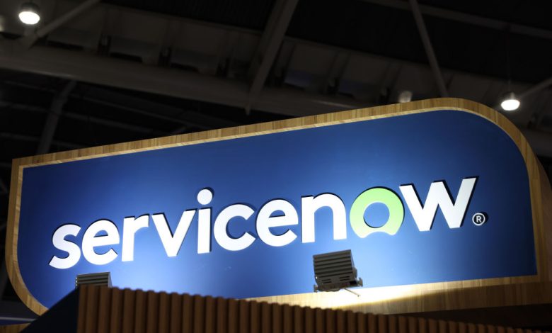 ServiceNow logo at Singapore FinTech Festival in November 2023.