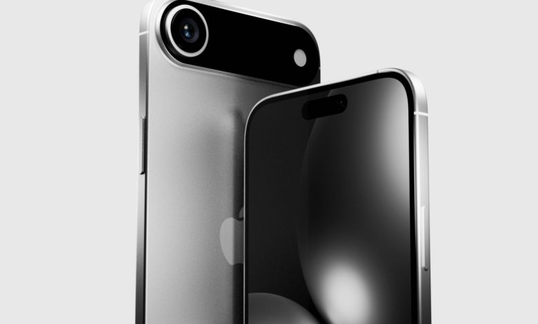 Alleged render of iPhone 17 air in silver color.