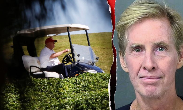 Ryan Routh graphic with Donald Trump on a golf cart