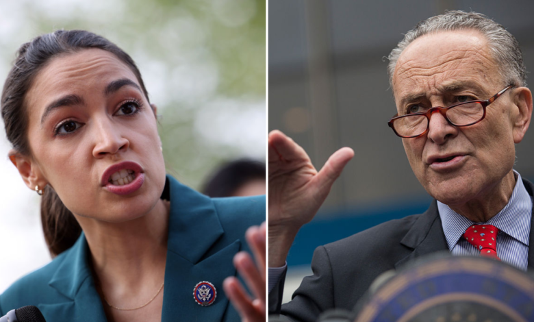 Rep. Alexandria Ocasio-Cortez and Senate Minority Leader Chuck Schumer (Getty Images)