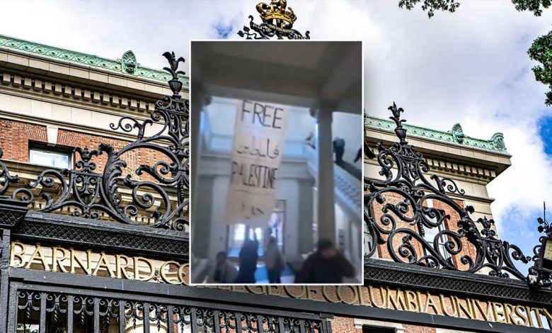 Anti-Israel protesters demonstrate at Barnard College