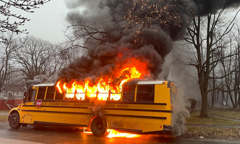 Bus on fire