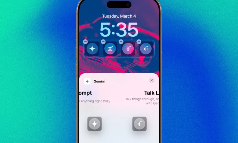 Gemini widget options for iPhone Lock Screen.