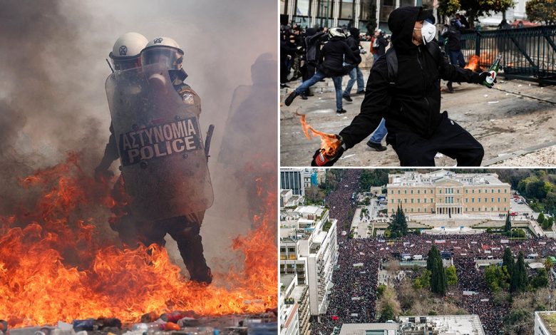 Violent protests erupt in Greece over deadly train crash