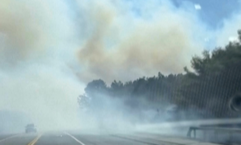 Smoke from fires in New York's Long Island