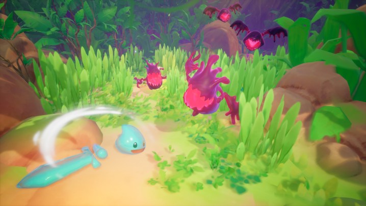 A slime attacks monsters in Slime Heroes.