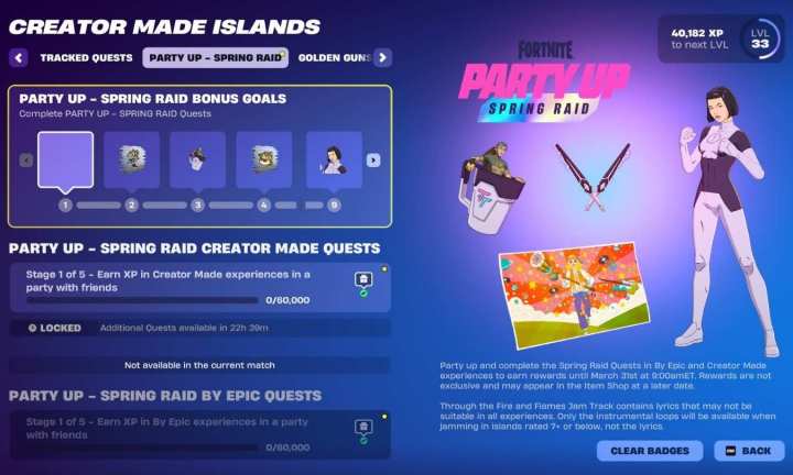 Spring Raid Quests in Fortnite