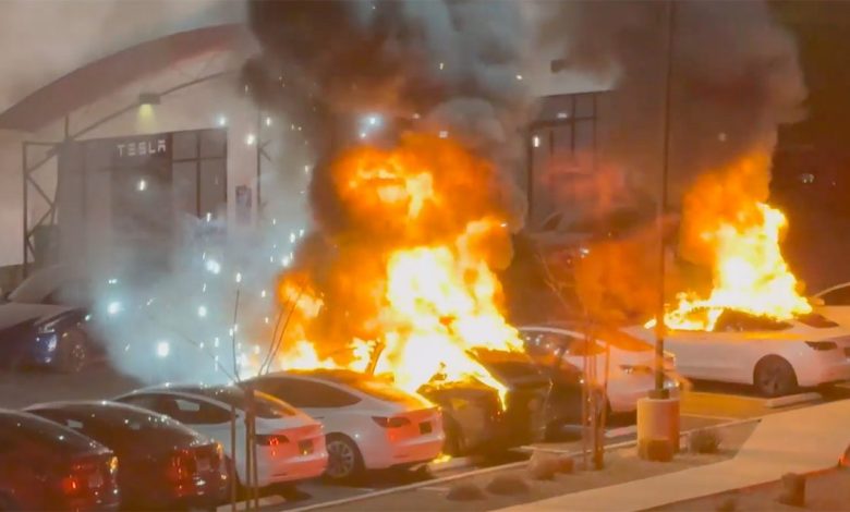 Tesla vehicles were set on fire in Las Vegas