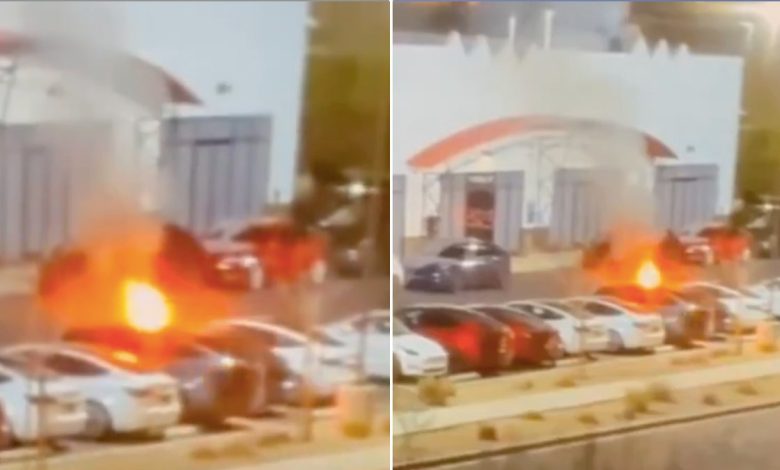 Tesla vehicles on fire in Las Vegas