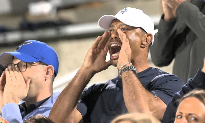 Tiger Woods cheers on daughter Sam during Florida soccer state title