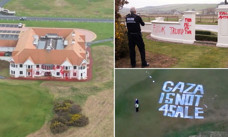 Trump's Turnberry golf resort in Scotland vandalized by pro-Palestine group over Gaza stance