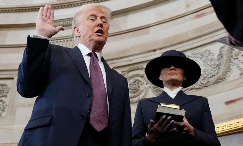 President Donald Trump getting sworn in