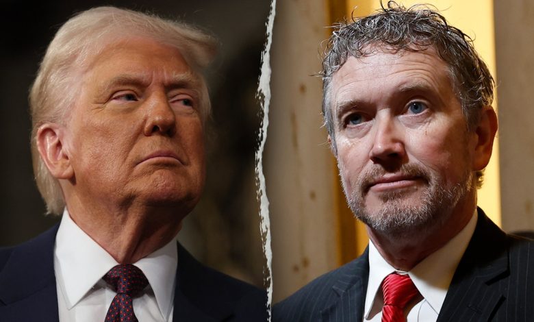 Left: President Donald Trump; Right: Rep. Thomas Massie