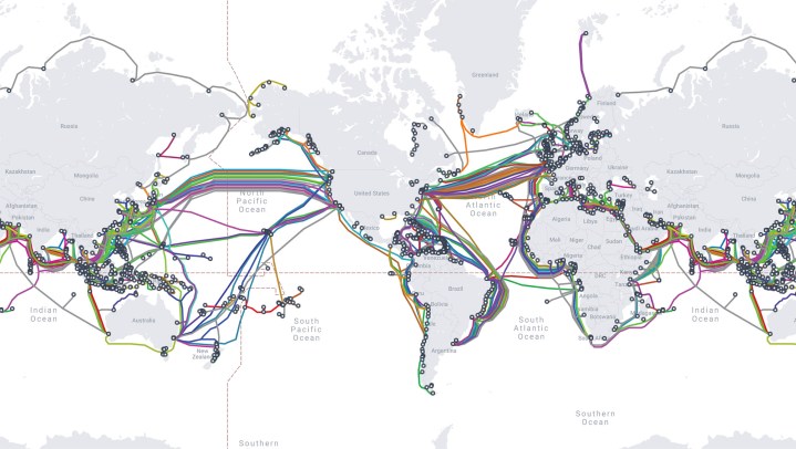 Undersea internet cable map.