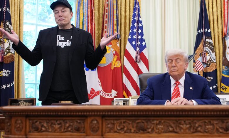 Musk deflects question about drug use report as Trump watches