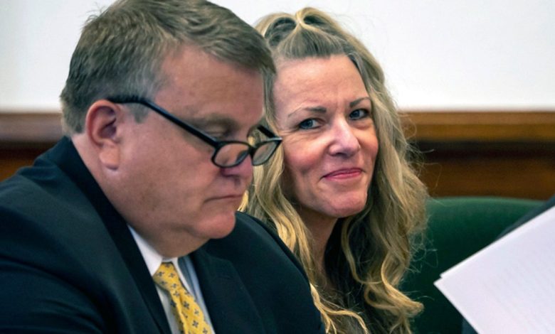 Lori Vallow Daybell, right, sits by an attorney for a hearing at an Idaho courthouse.