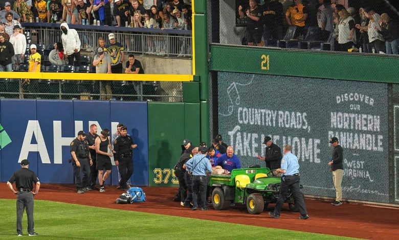 Pirates fan 'awake and alert' after crashing onto field in fall
