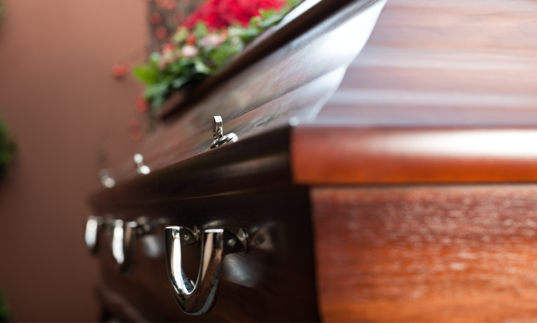 Casket with flowers