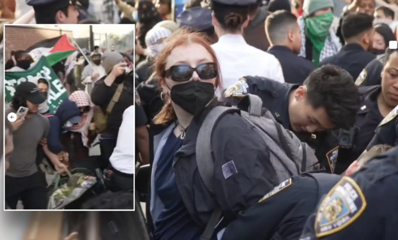 Split image of protesters being arrested