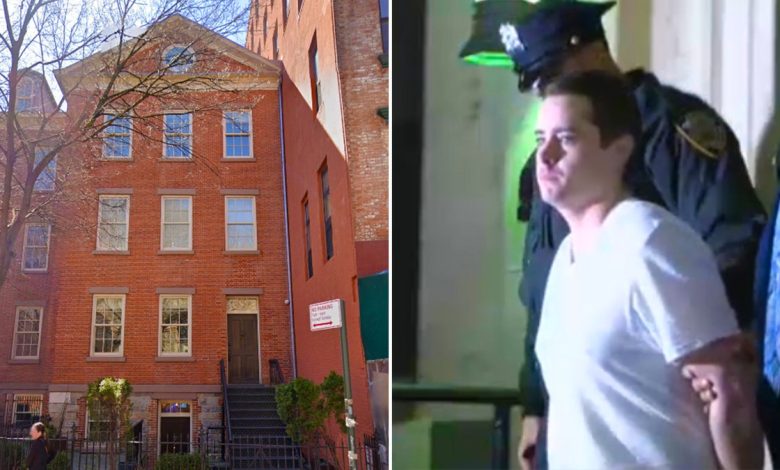 John Woeltz perp walk and the front of a Soho townhouse
