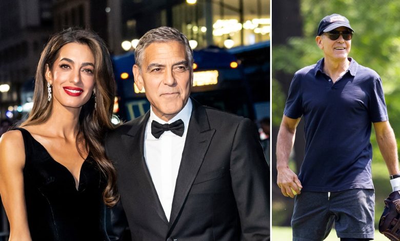 George Clooney plays softball in Central Park as family faces US restrictions