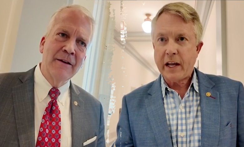 GOP Sens. Dan Sullivan (left) and Roger Marshall railed against the Treasury Department's untraceable payments.