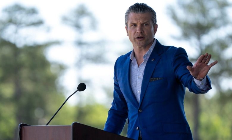 Hegseth at podium
