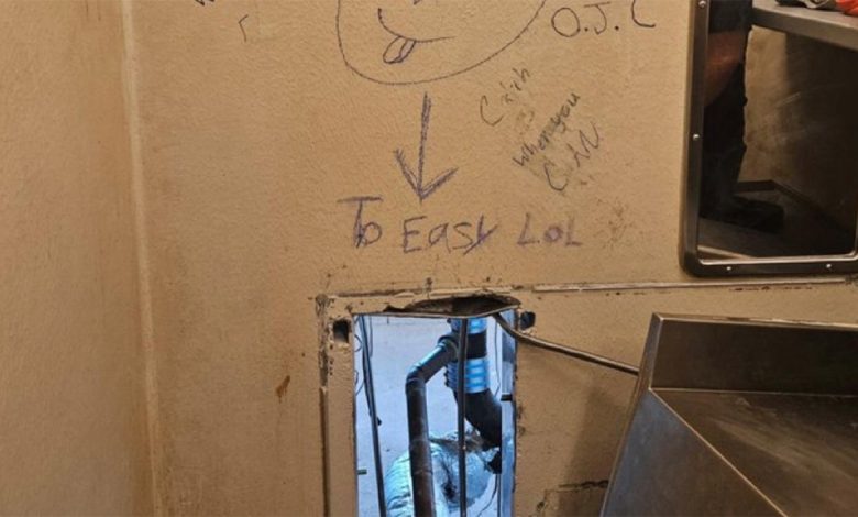 Hole left behind by escaped New Orleans prisoners.