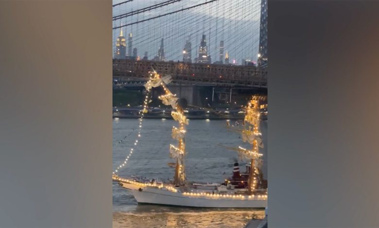 Massive sailing vessel crashes into Brooklyn Bridge