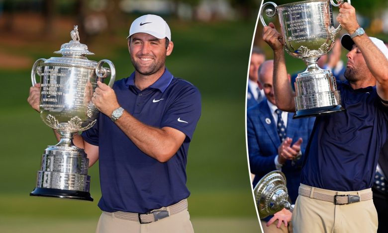 Scottie Scheffler's PGA Championship celebration goes awry