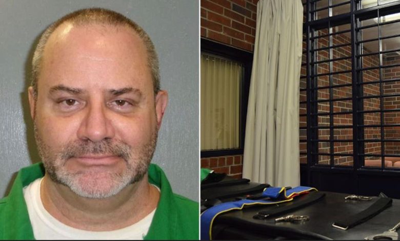 A split of Stephen Stanko and the execution gurney