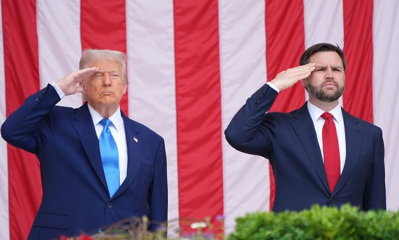 Trump and Vance salute on Memorial Day