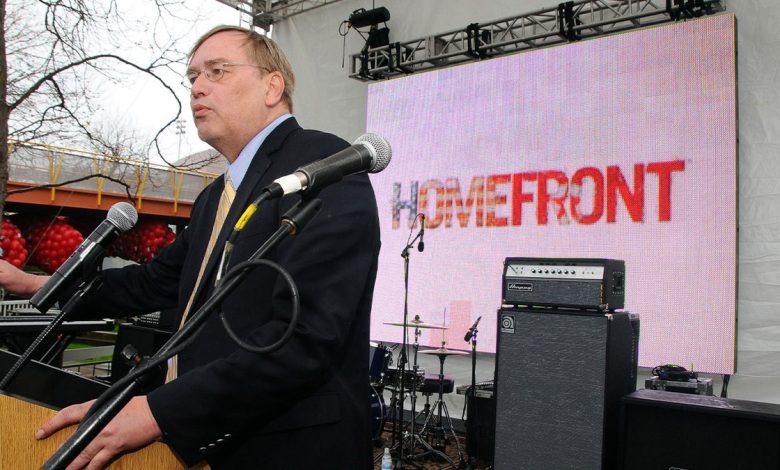 William R. Forstchen speaking at a rally