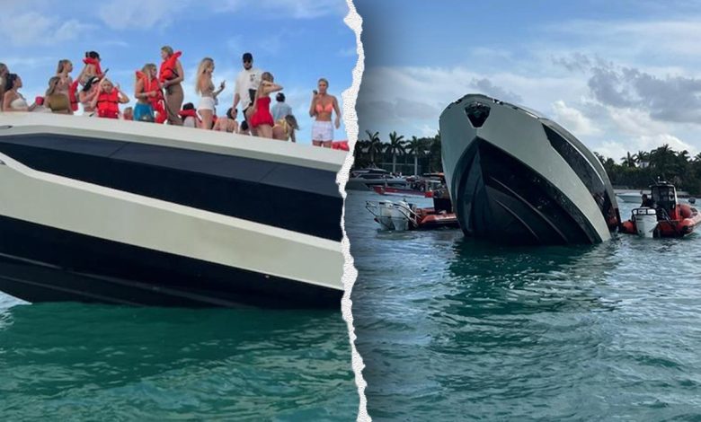 People on the sinking yacht