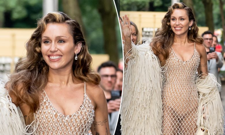 Miley Cyrus stuns in sheer crystal dress at New York film festival
