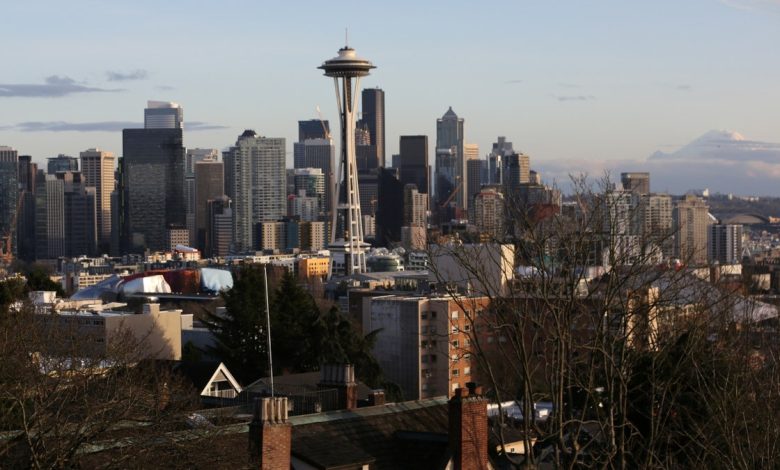 Photo showing Space Needle along Seattle's skyline