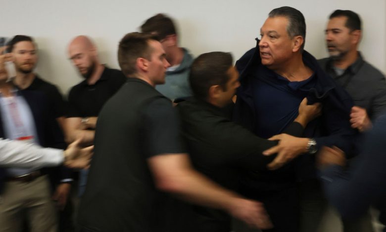 Sen. Alex Padilla escorted