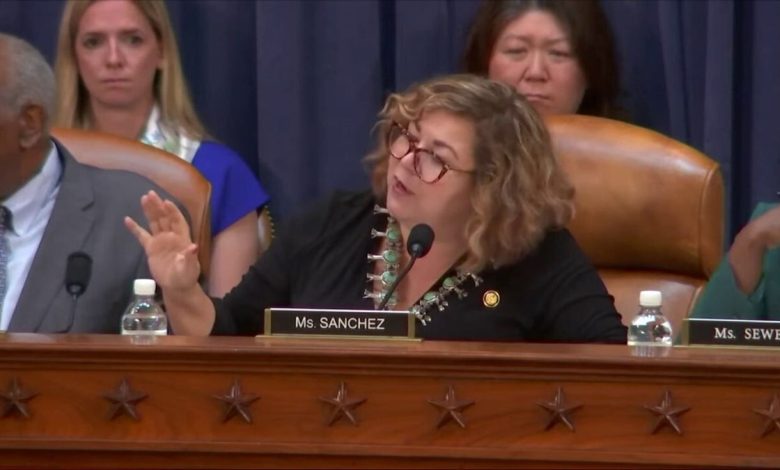 Rep. Linda Sanchez speaking during a House committee hearing