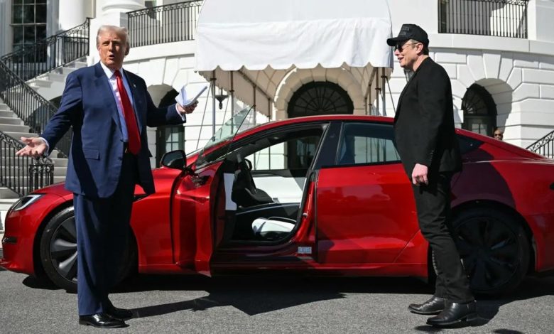 Trump and Musk during Tesla demonstration