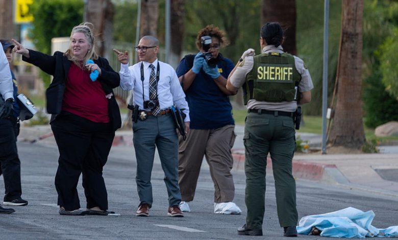 Palm Springs bombing investigators work at the scene