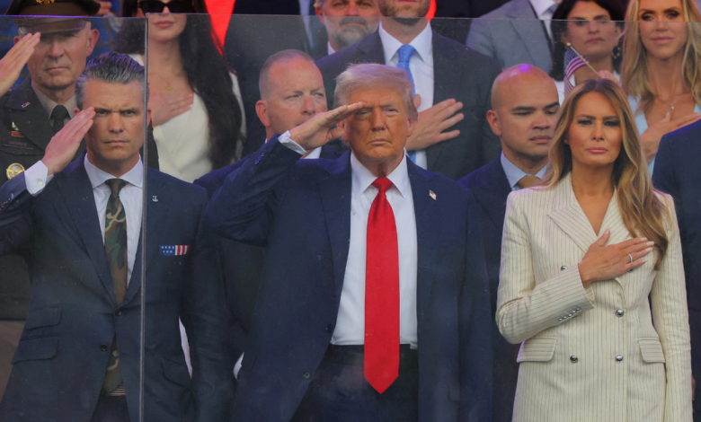 Trump, Melania and Hegseth salute