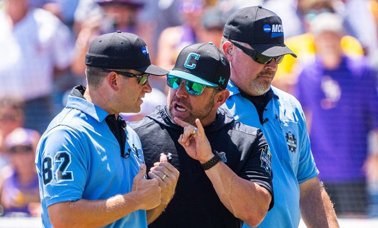 Coastal Carolina coach rips umps after ejection in Men's College World Series