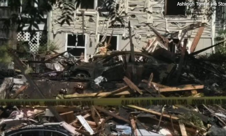 car burnt with debris everywhere