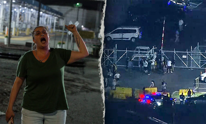 woman yelling outside facility; detention facility