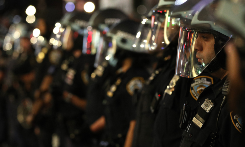 Police officers in New York City during a protest