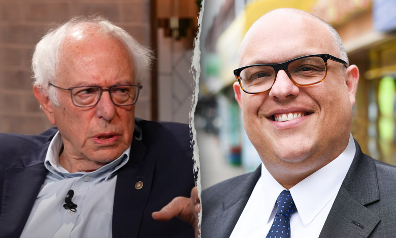 Sanders, left; Brannan smiling, right