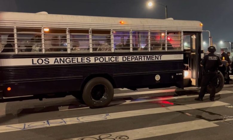 Bus of protesters