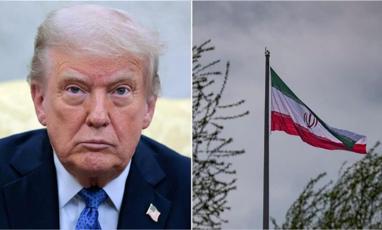 Trump split with the Iranian flag